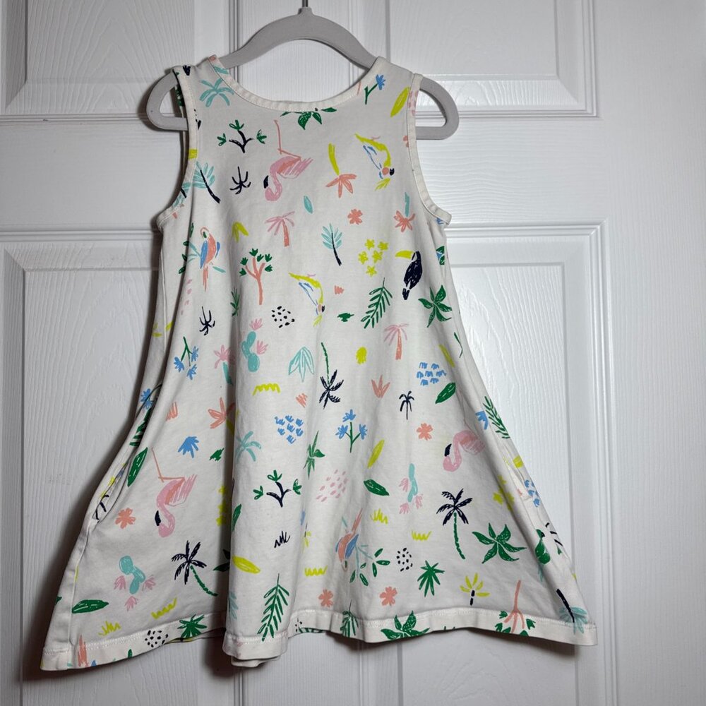 Hanna Andersson‎ Girls Tropical Print A-Line Trapeze Dress Pockets Stretch Sz 5